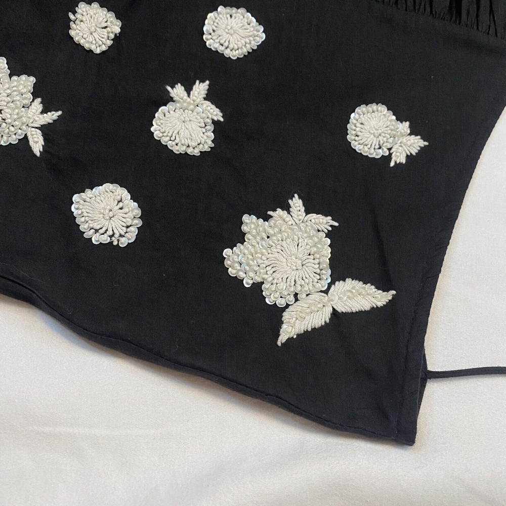 Anthropologie Maeve Size S Harlow Beaded Embroidered Floral Flutter Sleeve Top - Picture 13 of 16